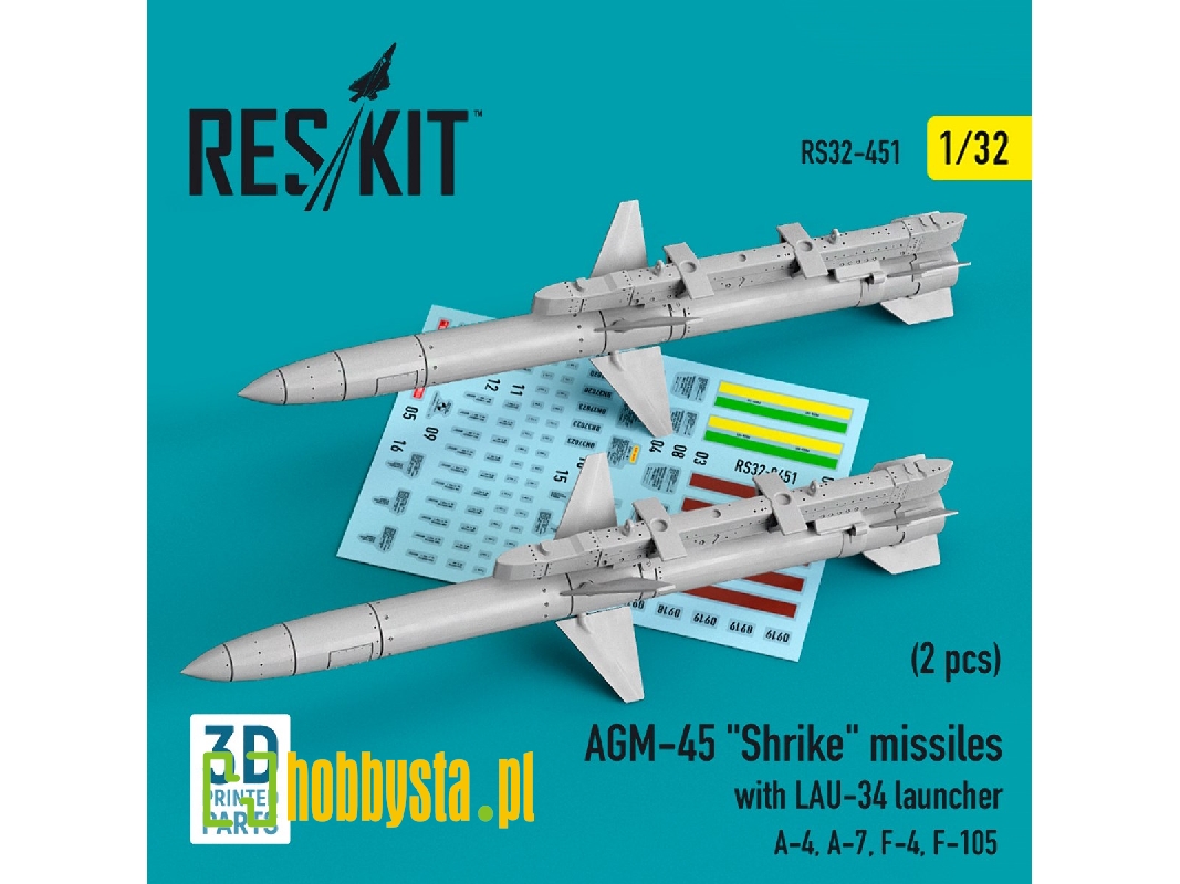 Agm-45 'shrike' Missiles With Lau-34 Launcher (2 Pcs) (A-4, A-7, F-4, F-105) - zdjęcie 1 Agm-45 'shrike' Missiles With Lau-34 Launcher (2 Pcs) (A-4, A-7, F-4, F-105) - zdjęcie 1