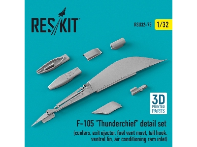 F-105 'thunderchief' Detail Set (Coolers, Exit Ejector, Fuel Vent Mast, Tail Hook, Ventral Fin, Air Conditioning Ram Inlet) - zd
