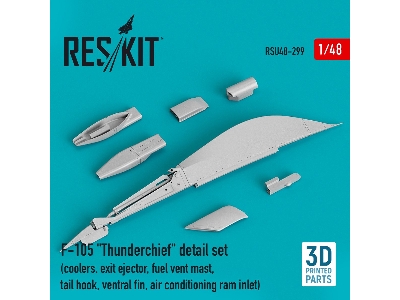 F-105 'thunderchief' Detail Set (Coolers, Exit Ejector, Fuel Vent Mast, Tail Hook, Ventral Fin, Air Conditioning Ram Inlet) - zd