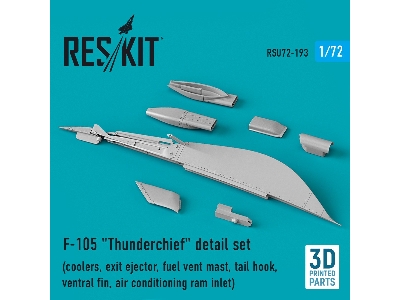 F-105 'thunderchief' Detail Set (Coolers, Exit Ejector, Fuel Vent Mast, Tail Hook, Ventral Fin, Air Conditioning Ram Inlet) - zd