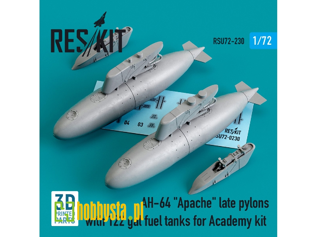 Ah-64 Apache Late Pylons With 122 Gal Fuel Tanks For Academy Kit - zdjęcie 1 Ah-64 Apache Late Pylons With 122 Gal Fuel Tanks For Academy Kit - zdjęcie 1