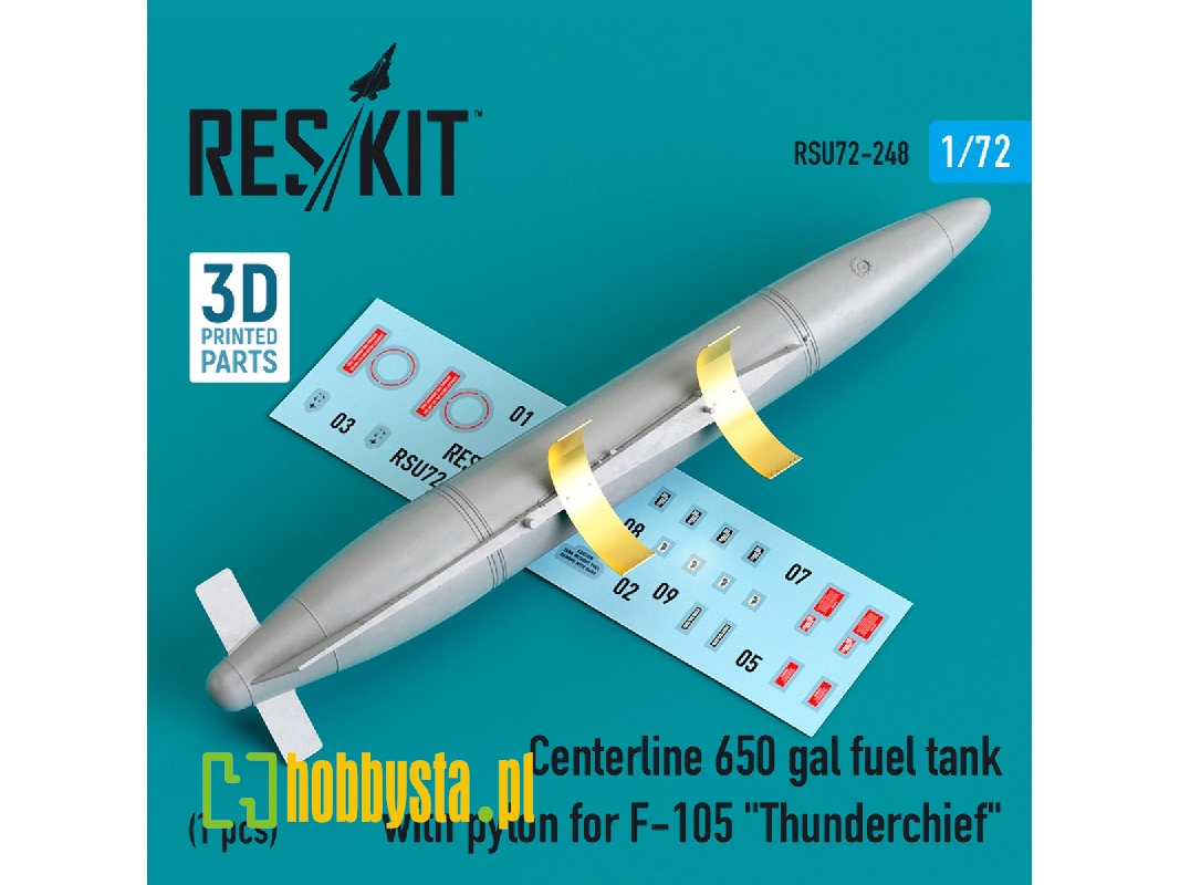 Centerline 650 Gal Fuel Tank With Pylons For F-105 'thunderchief' (1 Pcs) - zdjęcie 1 Centerline 650 Gal Fuel Tank With Pylons For F-105 'thunderchief' (1 Pcs) - zdjęcie 1