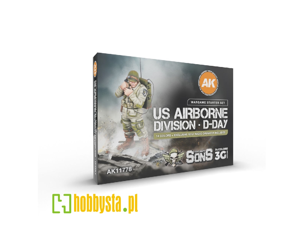 Us Airborne Division, D-day Wargame Starter Set 14 Colors And 1 Figure (Exclusive 101st Radio Operator) - zdjęcie 1