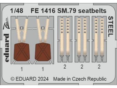 SM.79 seatbelts STEEL 1/48 - EDUARD - zdjęcie 1