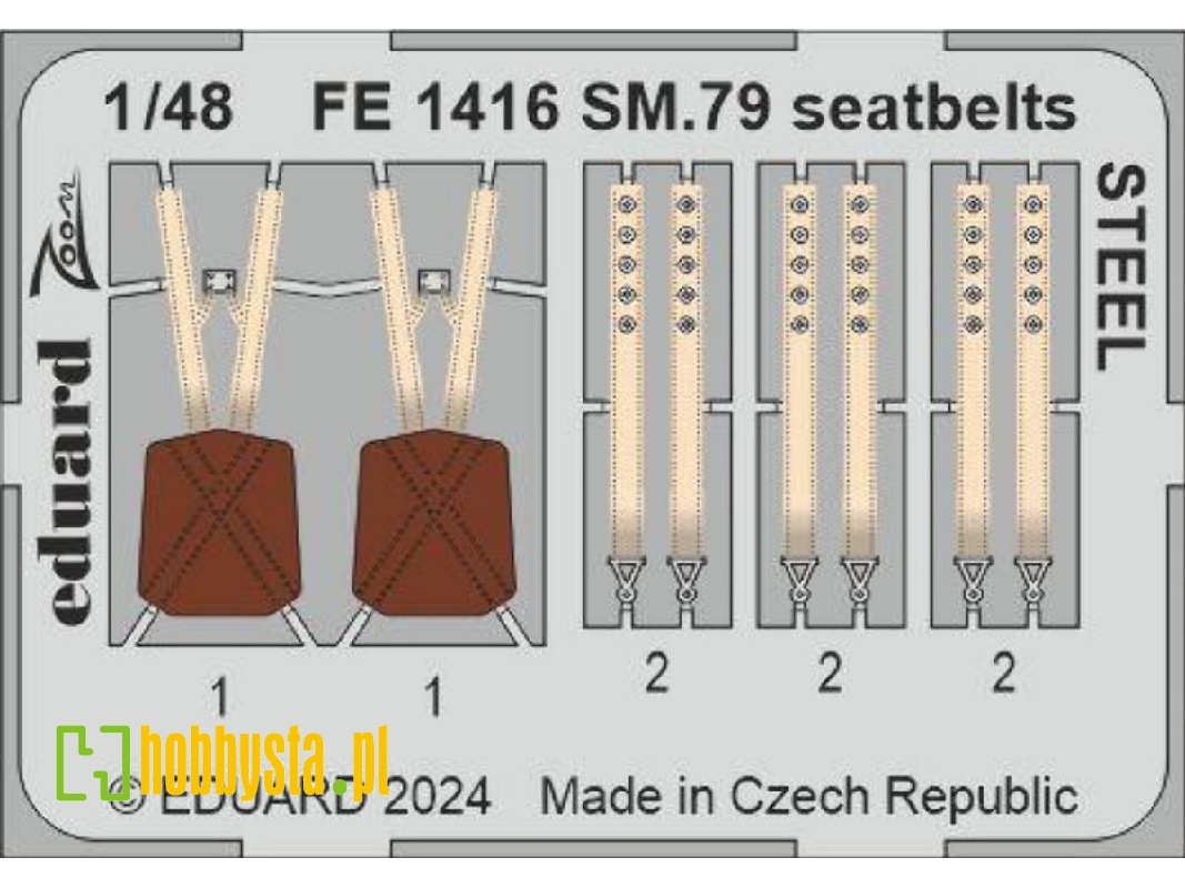 SM.79 seatbelts STEEL 1/48 - EDUARD - zdjęcie 1