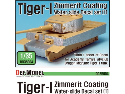 Wwii Tiger-1 Mid/Late Zimmerit Decal Set - zdjęcie 1