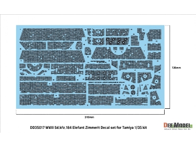 Wwii German Sd.Kfz.184 Elefant Zimmerit Coating Decal Set (For Tamiya) - zdjęcie 1