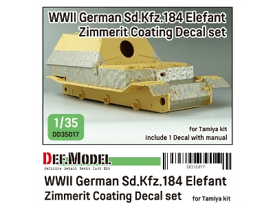 Wwii German Sd.Kfz.184 Elefant Zimmerit Coating Decal Set (For Tamiya) - zdjęcie 2