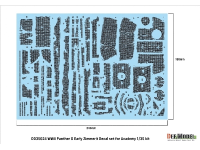 Pz.Kpfw.V Panther Ausf.G Early Zimmerit Coating Decal Set (For Academy) - zdjęcie 1