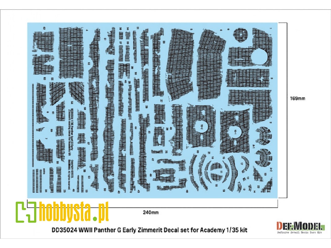 Pz.Kpfw.V Panther Ausf.G Early Zimmerit Coating Decal Set (For Academy) - zdjęcie 1