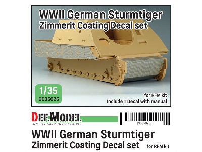 Wwii German Sturmtiger Zimmerit Coating Decal Set (For Rfm) - zdjęcie 2