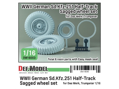 Wwii German Sd.Kfz.251 Half-track Sagged Wheel Set (For Das Werk, Trumpeter) - zdjęcie 1