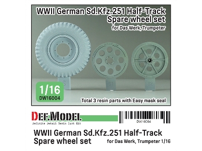 Wwii German Sd.Kfz.251 Half-track Spare Wheel Set (For Das Werk, Trumpeter) - zdjęcie 1