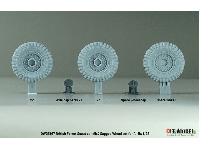 British Ferret Scout Car Mk.2 Sagged Wheel Set (For Airfix) - zdjęcie 3
