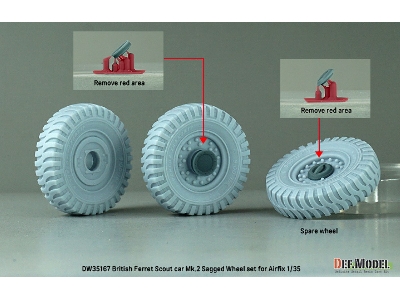 British Ferret Scout Car Mk.2 Sagged Wheel Set (For Airfix) - zdjęcie 4
