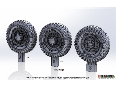 British Ferret Scout Car Mk.2 Sagged Wheel Set (For Airfix) - zdjęcie 7