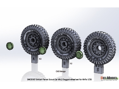 British Ferret Scout Car Mk.2 Sagged Wheel Set (For Airfix) - zdjęcie 8