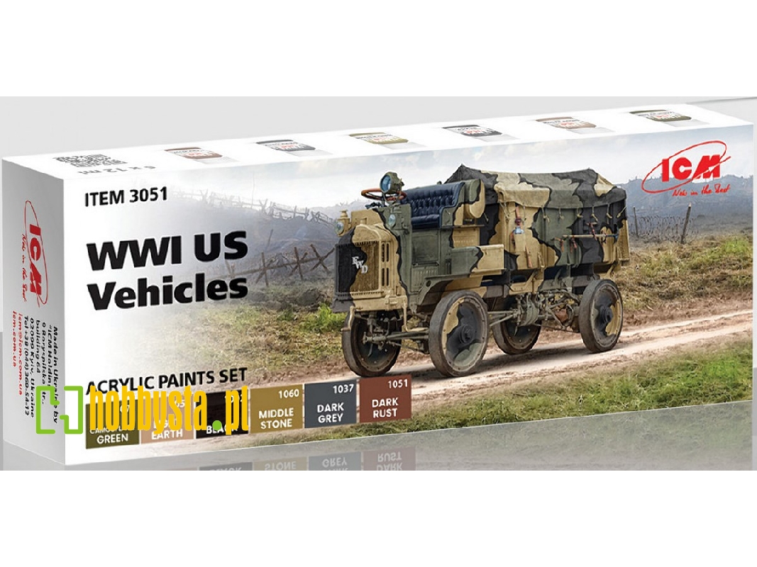 Acrylic Paints Set For WWI Us Vehicles - zdjęcie 1