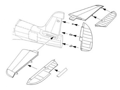 P-39D-Q Airacobra  Control Surfaces set 1/48 for Hasegawa kit - zdjęcie 2