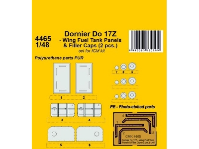 Dornier Do 17z - Wing Fuel Tank Panels And Filler Caps 2pcs (For Icm) - zdjęcie 1