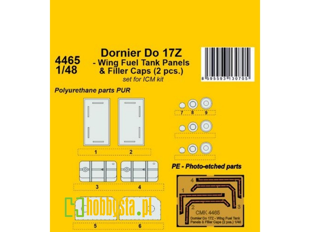 Dornier Do 17z - Wing Fuel Tank Panels And Filler Caps 2pcs (For Icm) - zdjęcie 1