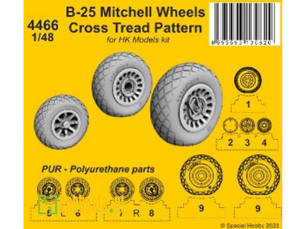 B-25 Mitchell Wheels Cross Tread Pattern (For Hk Models Kit) - zdjęcie 1