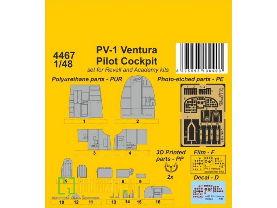 Pv-1 Ventura Pilot Cockpit (For Revell And Academy Kits) - zdjęcie 1