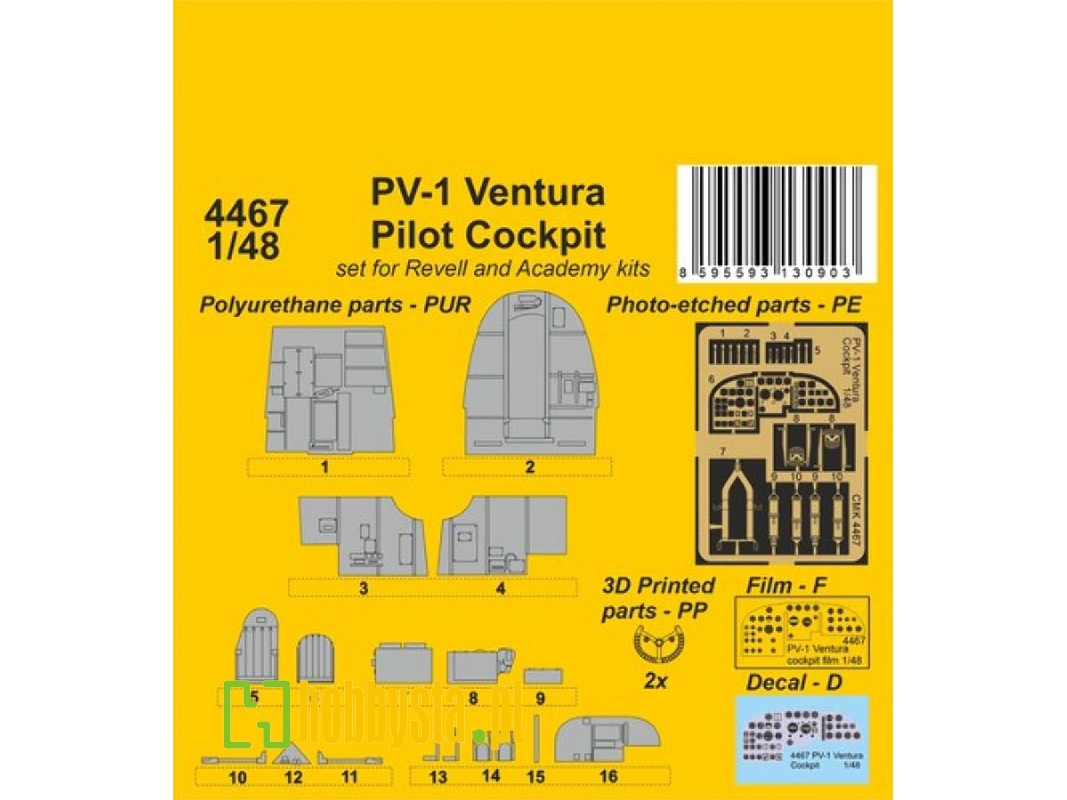 Pv-1 Ventura Pilot Cockpit (For Revell And Academy Kits) - zdjęcie 1