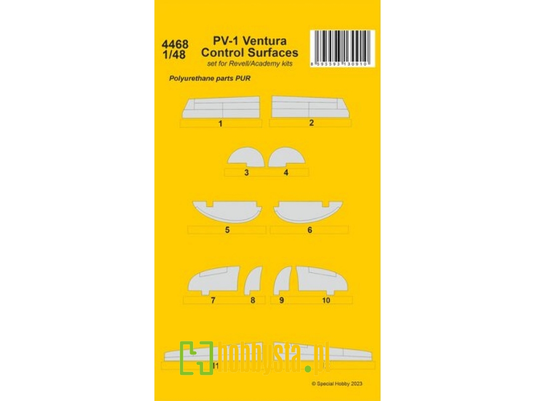 Pv-1 Ventura Control Surfaces (For Revell/Academy) - zdjęcie 1