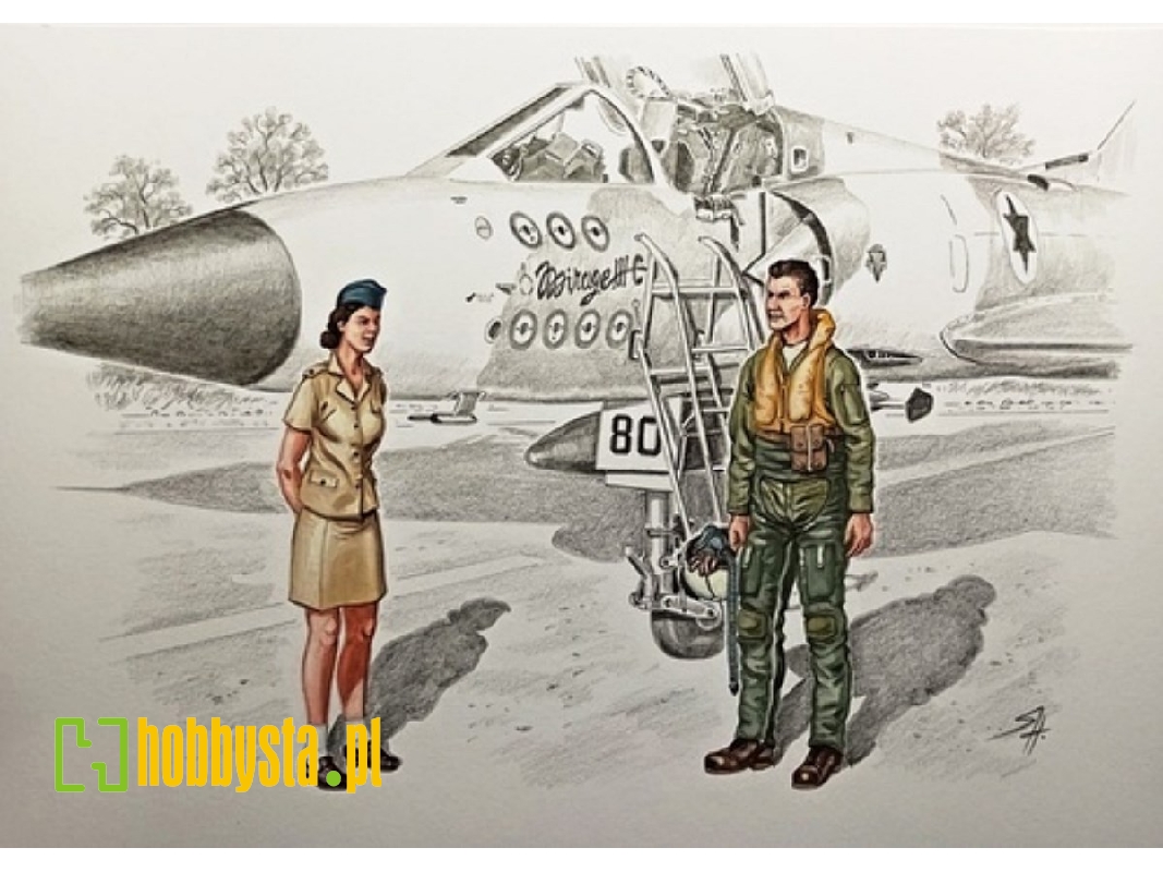 Iaf Mirage Iiicj Pilot And Female Ground Crew - zdjęcie 1