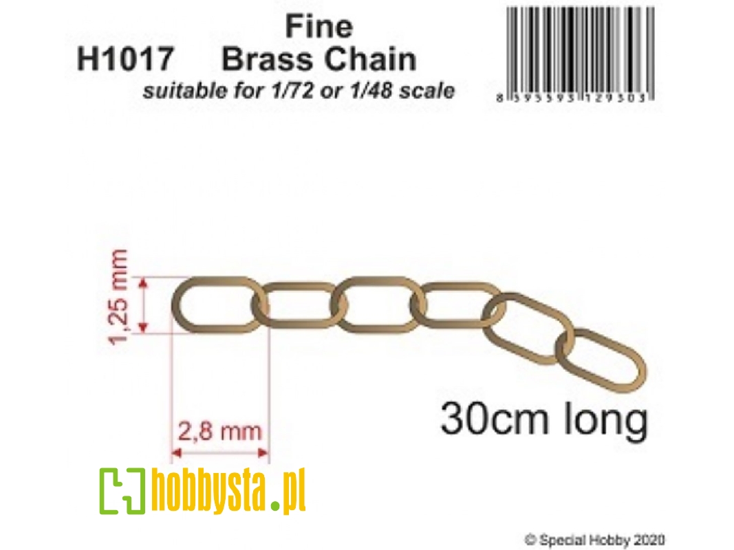 łańcuszek Mosiężny 30cm, 2,8x1,25mm - zdjęcie 1