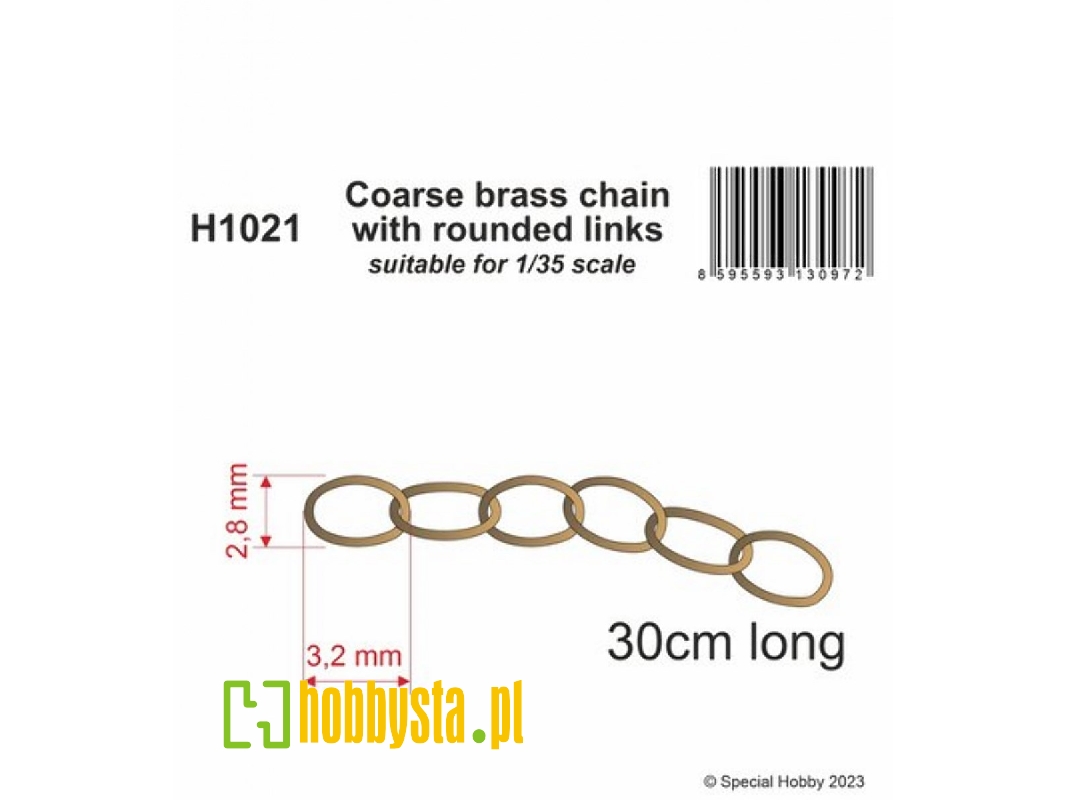 Coarse Brass Chain With Rounded Links (Suitable For 1/35 Scale) - zdjęcie 1