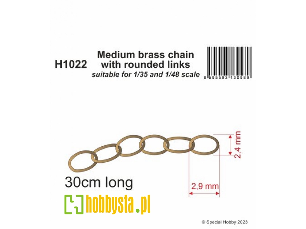 Medium Brass Chain With Rounded Links (Suitable For 1/35 And 1/48 Scale) - zdjęcie 1