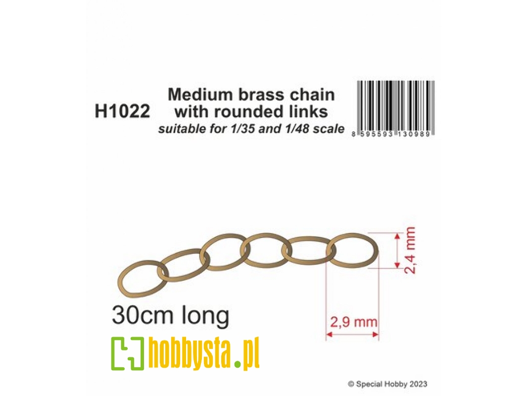 Medium Brass Chain With Rounded Links (Suitable For 1/35 And 1/48 Scale) - zdjęcie 1 Medium Brass Chain With Rounded Links (Suitable For 1/35 And 1/48 Scale) - zdjęcie 1