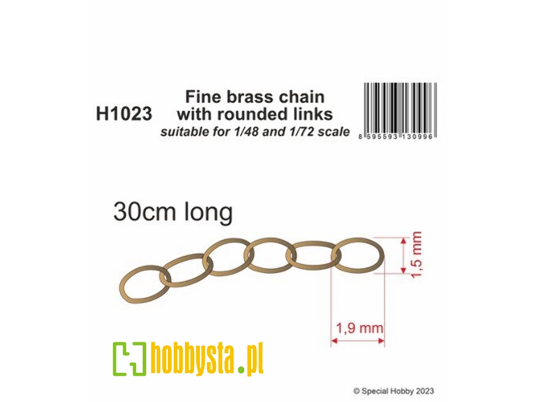 Fine Brass Chain With Rounded Links (Suitable For 1/48 And 1/72 Scale) - zdjęcie 1