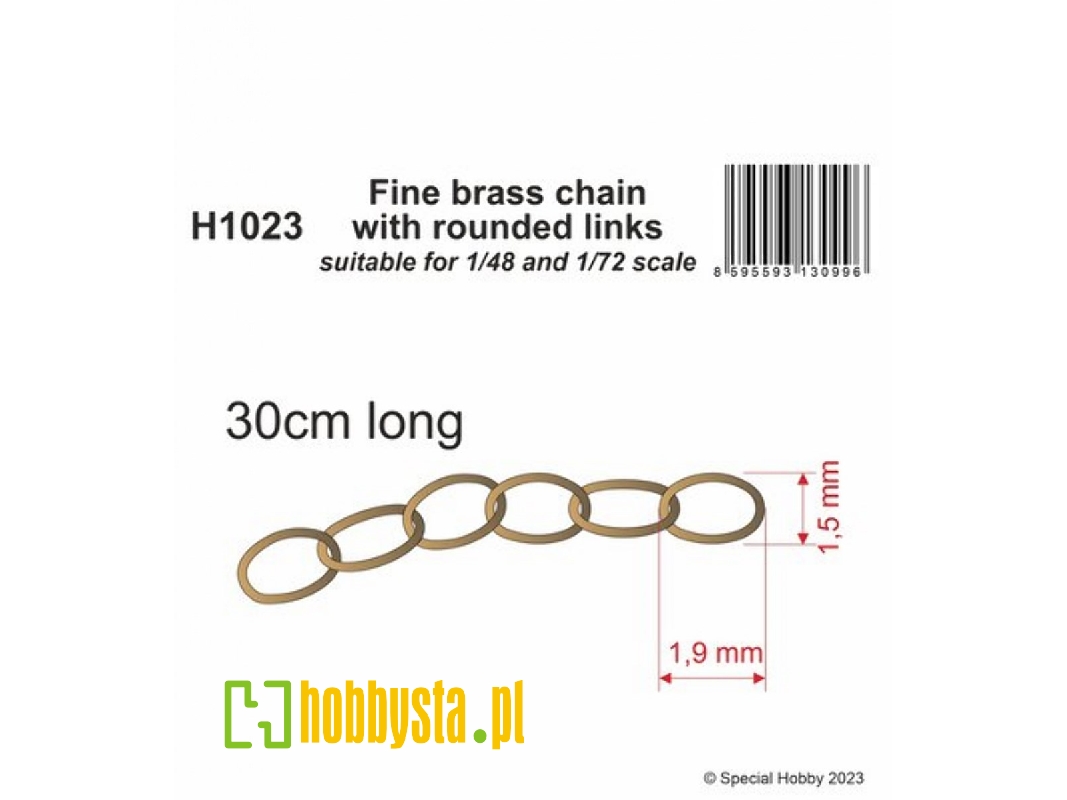 Fine Brass Chain With Rounded Links (Suitable For 1/48 And 1/72 Scale) - zdjęcie 1 Fine Brass Chain With Rounded Links (Suitable For 1/48 And 1/72 Scale) - zdjęcie 1