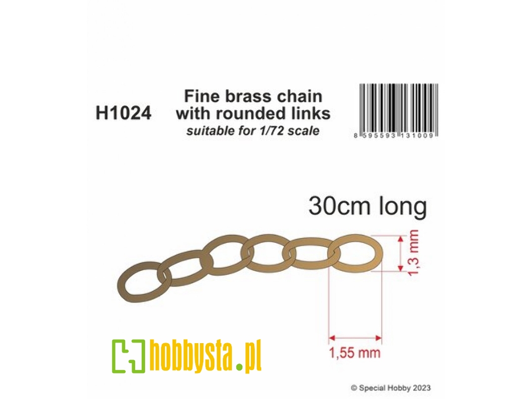 Fine Brass Chain With Rounded Links (Suitable For 1/72 Scale) - zdjęcie 1
