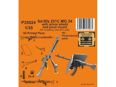 Sd.Kfz 251c Mg 34 With Armor Shield And Pivot Mount (For Academy And Afv Kits) - zdjęcie 1