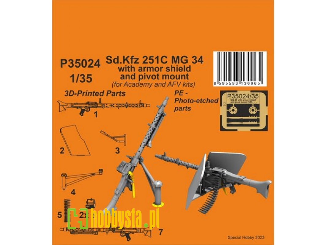 Sd.Kfz 251c Mg 34 With Armor Shield And Pivot Mount (For Academy And Afv Kits) - zdjęcie 1 Sd.Kfz 251c Mg 34 With Armor Shield And Pivot Mount (For Academy And Afv Kits) - zdjęcie 1