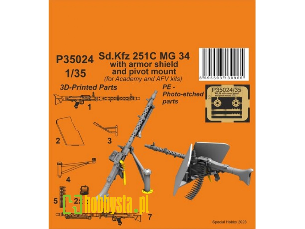 Sd.Kfz 251c Mg 34 With Armor Shield And Pivot Mount (For Academy And Afv Kits) - zdjęcie 1