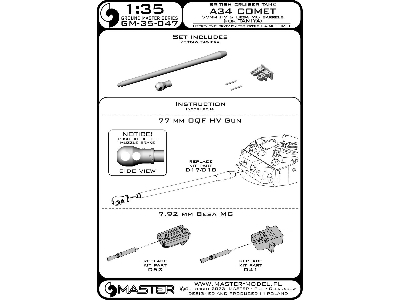 A34 Comet - Lufy Działa 77mm Hv Oraz Km-u Besa (Do Modelu Tamiya) - zdjęcie 9