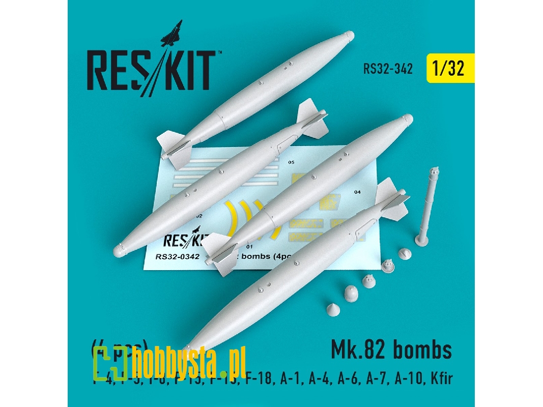 Mk.82 Bombs (4 Pcs) (F-4, F-5, F-8, F-15, F-16, F-18, A-1, A-4, A-6, A-7, A-10, Kfir) - zdjęcie 1 Mk.82 Bombs (4 Pcs) (F-4, F-5, F-8, F-15, F-16, F-18, A-1, A-4, A-6, A-7, A-10, Kfir) - zdjęcie 1