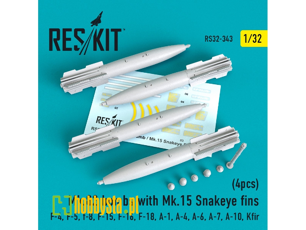 Mk.82 Bombs With Mk.15 Snakeye Fins (4 Pcs) (F-4, F-5, F-8, F-15, F-16, F-18, A-1, A-4, A-6, A-7, A-10, Kfir) - zdjęcie 1 Mk.82 Bombs With Mk.15 Snakeye Fins (4 Pcs) (F-4, F-5, F-8, F-15, F-16, F-18, A-1, A-4, A-6, A-7, A-10, Kfir) - zdjęcie 1