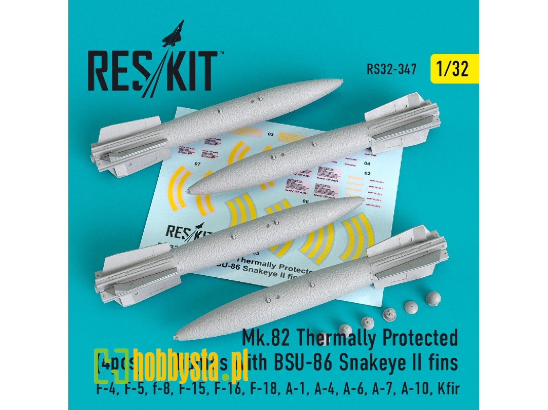 Mk.82 Thermally Protected Bombs With Bsu-86 Snakeye Ii Fins (4 Pcs) (F-4, F-5, F-8, F-15, F-16, F-18, A-1, A-4, A-6, A-7, A-10, Mk.82 Thermally Protected Bombs With Bsu-86 Snakeye Ii Fins (4 Pcs) (F-4, F-5, F-8, F-15, F-16, F-18, A-1, A-4, A-6, A-7, A-10,
