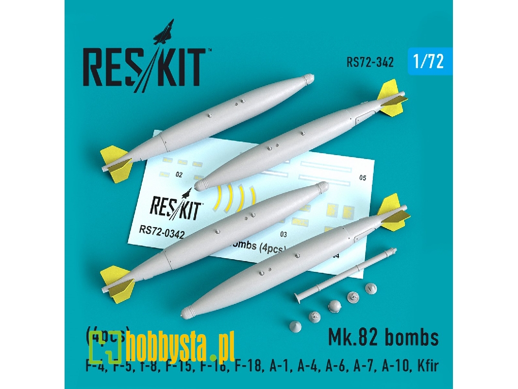 Mk.82 Bombs (4pcs)(F-4, F-5, F-8, F-15, F-16, F-18, A-1, A-4, A-6, A-7, A-10, Kfir) - zdjęcie 1