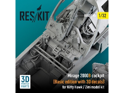 Mirage 2000b Cockpit For Kitty Hawk/Zimimodel Kits (Basic Edition With 3d Decals) For Kitty Hawk / Zimimodel Kit (3d Printed) (1