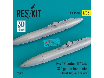 F-4 'phantom Ii' Late 370 Gallon Fuel Tanks (Royal Jet) With Pylons (2 Pcs) - zdjęcie 1