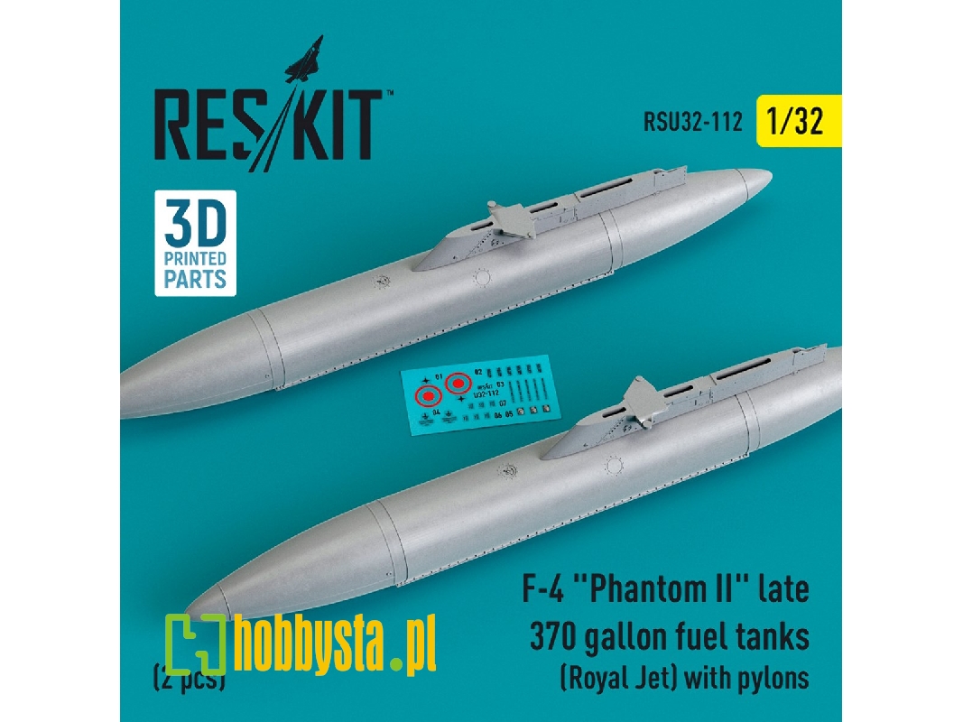 F-4 'phantom Ii' Late 370 Gallon Fuel Tanks (Royal Jet) With Pylons (2 Pcs) - zdjęcie 1 F-4 'phantom Ii' Late 370 Gallon Fuel Tanks (Royal Jet) With Pylons (2 Pcs) - zdjęcie 1