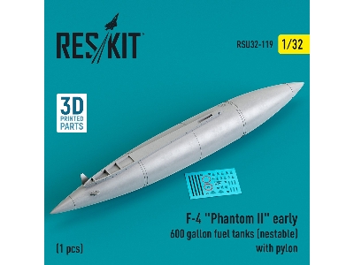 F-4 'phantom Ii' Early 600 Gallon Fuel Tanks (Nestable) With Pylon (1 Pc) - zdjęcie 1