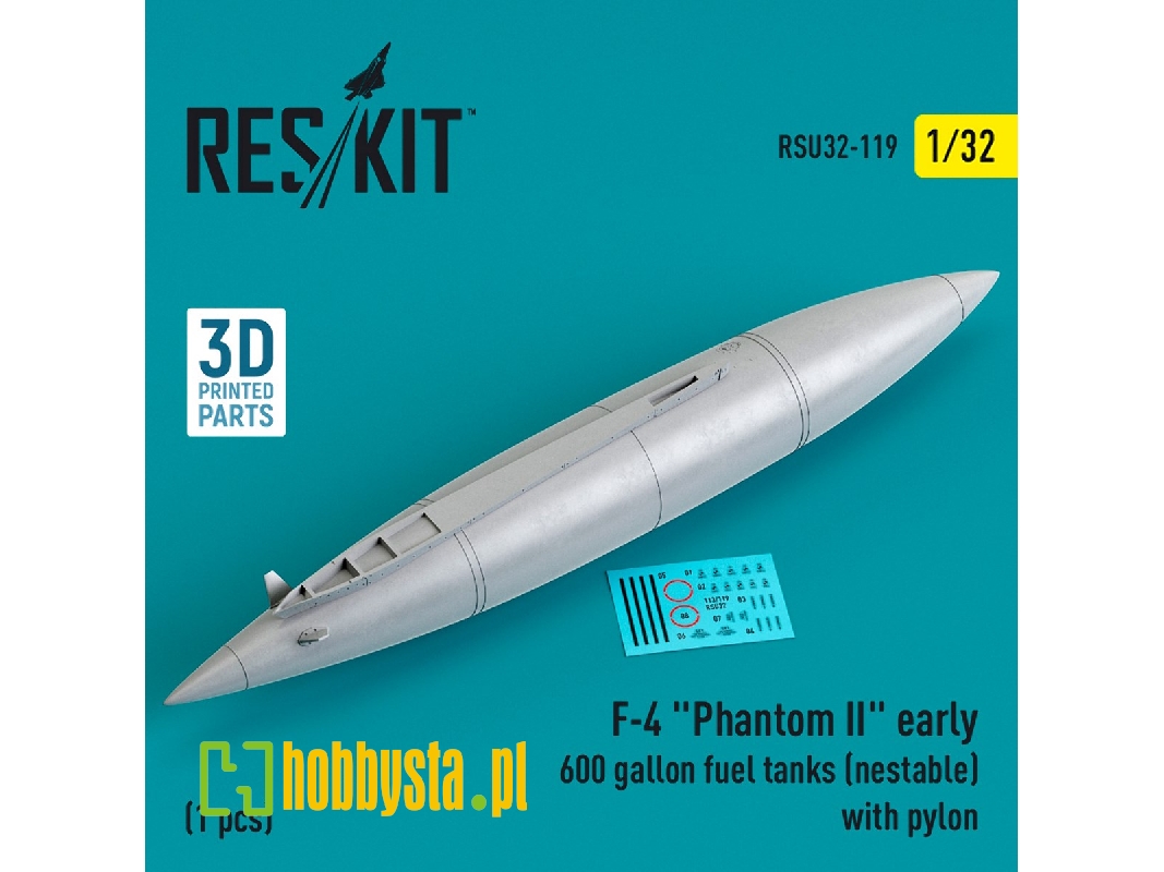 F-4 'phantom Ii' Early 600 Gallon Fuel Tanks (Nestable) With Pylon (1 Pc) - zdjęcie 1